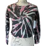 Treasure & Bond  French Terry Cloth Pink Black Tie Dye Crop Top Size Medium Photo 0