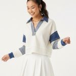 Altar'd State Altar’d State Colorblock Striped Collar Pullover Top Womens S White Blue Preppy Photo 0