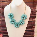 J.Crew  Blue Flower & Rhinestone Statement Necklace 21.5” Photo 1