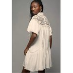 Anthropologie  High Neck Lace Tunic Mini Dress Medium White Lace Ethereal Dainty Photo 3