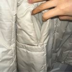 Mackage  Cream Mid-length Down WOOL Leather Puffer jacket Coat with Fur Hood sz S Photo 5