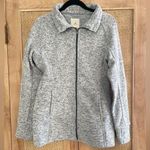 Thread & Supply Small Blue Grey Heathered Zip Up Jacket With Thumb Holes Running Gray Photo 0