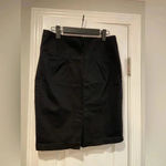Grass Collection  Black Cotton Stretch Mini Pencil Skirt Back Slit Zip Size 9 Photo 3