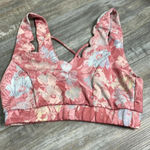 Anthropologie  Daily Practice Pink Scalloped Floral Print Athletic Sports Bra M Photo 3