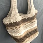 Lina: Brown/Tan/Beige/ White Woven (crocheted) Shoulder Bag Photo 6