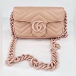Gucci  GG Marmont Calfskin Chevron Matelasse Double G Shoulder Bag Chain Belt Bag Photo 15