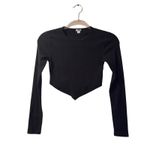 Garage Black Long Sleeve Ribbed Sharkbite Hem Sm Top–Y2K / Model Off Duty / Minimalist Photo 1