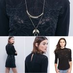 Free People Linen Embroidered Primrose Tee in Black Small Witchy WhimsyGoth Photo 3