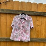 Allison Daley  Pink Womens‎ size 14 Petite Button Down Blouse Shirt Floral Leaf Photo 4