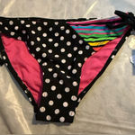 California Waves Women’s  Small Black & White Polka Dot Swim Bikini Bottom NWT Photo 0