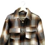 New Sweet Lovely by Jen Long Button Up Plaid Shacket M Brown Size M Photo 6