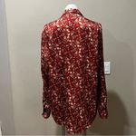 ZARA  red orange floral satin button down shirt Photo 2