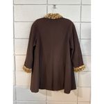 Petite Sophisticate Vintage Cocoa Brown Wool Fur Trim Cheetah Swing Coat size S Photo 2