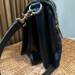 Badgley Mischka  Black Leather Satchel Two—Toned Hardware Turnlock Crossbody Photo 6