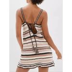 American Eagle Striped Crochet Sweater Dress Tassel Tie Back Mini Cotton Size S Photo 1