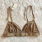 Aerie NWT Velvet Stripe Triangle Bralette in Cappuccino - Size: XS Photo 5