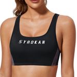 SYROKAN Sports Bra with removable pads or Crop Top Racerback. Size XXL, NWT Black Photo 0