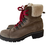 Frye Boots Womens Samantha Hiker Combat Moto Taupe Leather Casual SZ 8 Photo 0