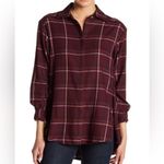 Paige  Joss Oversized Plaid long sleeve button up shirt maroon women’s size large Photo 3