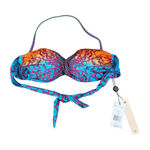 Nanette Lepore NWT  Bikini Top Swimsuit Orange Blue‎ Pink Floral Tie Halter Small Photo 0