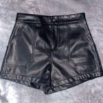 Ross Black Leather High Waisted Shorts  Photo 0