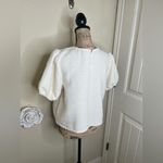 She & Sky NTM: Textured Puff Sleeve White with Metallic Silver Threads Top Sz L Photo 15