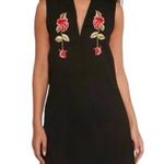 Pretty Little Thing New Embroidered Floral Choker Neck Shift Dress Black Size 4 Photo 0