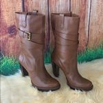 Michael Kors  Tan Heeled Boots with Chunky Heel and Smooth Leather Photo 0