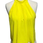 Bebe  Halter Top Womens XS Yellow Pleated Front Keyhole Summer Timeless Modern Photo 0