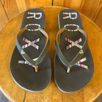 Roxy  Women's Black Multicolor Flip Flops Size 6-7 Photo 0