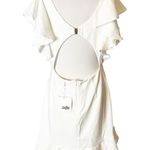 Selfie Leslie NWT  Cupid's Bow V-Neckline Ruffle Shoulder Bodycon Dress White XL Photo 5