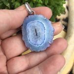 Blue solar quartz silver pendant Blue Photo 1
