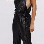 Free People | Black Sequin Party Perfect Jumpsuit, size L Photo 0