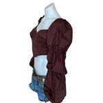 Majorelle Regency Corset Top Brown XS Bustier Pirate Puff Sleeves Crop $128 NEW Photo 4