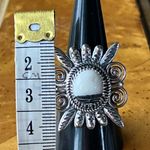 White Buffalo Sterling Silver Feather Ring Size 8 Black Photo 6