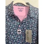 Pins & Aces Men's Daisy Daze Short Sleeve Polo Navy and Pink on the Inside sz. L Blue Size L Photo 4