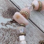 Light Pink and Bronze Tone Bracelet with Tassel Dangle Photo 11