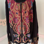 Coldwater Creek Vintage  Cardigan Sweater Full Zip Sz L Embroidered Boho Artsy Photo 0