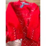 LELA ROSE red Velvet Broderie Anglaise Mini Dress size 6 Photo 9