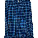 Gap  Blue Plaid Pintuck Flowy Preppy Blouse Long‎ Sleeve Front Button Women Small Photo 0