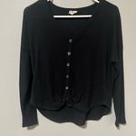 Sky And Sparrow  Black V neck Button Down Sweater Photo 4