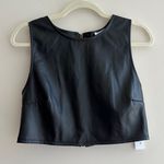 Kirious  Faux Vegan Leather Cropped Tank Top, Black Tank, Women’s Size Large Photo 0