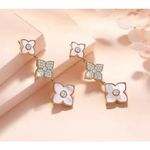 Boutique Beautiful Sparkling Clover Dangle Earrings | Gold Plated 316L Photo 1