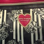 Betsey Johnson The <<Link: Luv Rose Chain Satchel Tote Bag White Black Striped 9"x 15" x 6" Photo 1