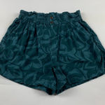 Madewell  Dark Green Tropicale Floral Linen-Blend Pull-On Paperbag Shorts S Photo 0