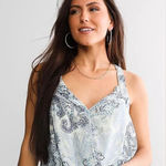 Buckle NWT Day trip Surplice Tank Size XL Ivory Blue Paisley Photo 0