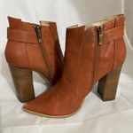 Steve Madden Steven Klick Cognac Leather Pointed Toe Block Heel Boots size 8 Photo 1