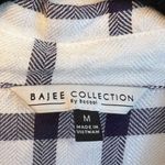 Bajee Collection  White & Navy Blue Plaid Soft Casual Button Down | M Photo 4