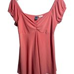 Star City Top Women L Pink Peach Babydoll Y2K Bratz Cap Sleeve 90s Vintage Photo 0