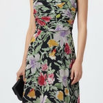 Talbots ‎ Floral 100% Silk Fit and Flare Lined Dress 8P Petite Back Zip Ruched Photo 0